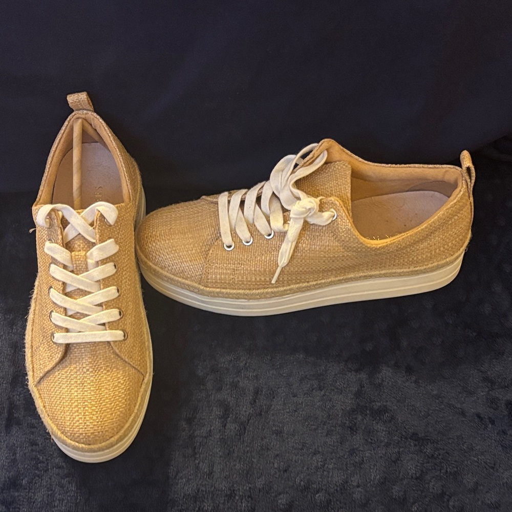 Jack Rogers Tan Linen Casual Women’s Sneakers with 1” sole